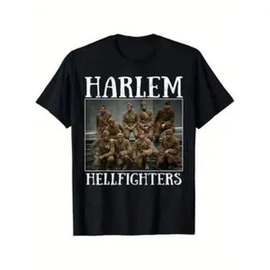 Cotton Golf Gift T-Shirt For Men and Women Harlem Hellfighters Shirt African-American Black History T-Shirt American Street Soft Touch 100% Pure Cotton Men'S Fashion Trend Casual Letter Printed Round Neck 180g