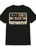 Men'S Casual Round-Neck T-Shirt with a Versatile Black Print Design, a Great Gift for Men