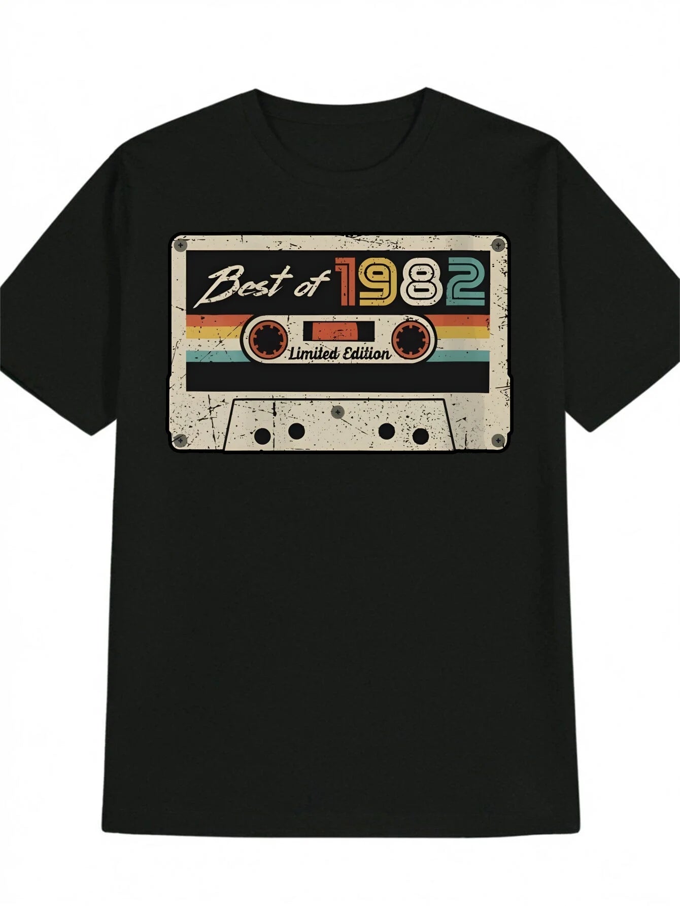Men'S Casual Round-Neck T-Shirt with a Versatile Black Print Design, a Great Gift for Men