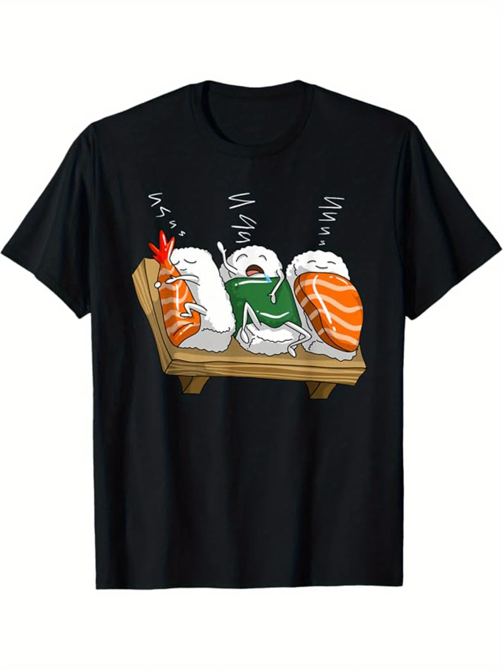 Sushi Print Apparel, Men'S T-Shirts, Food Pattern T-Shirts for Outdoor Wear, Men'S Clothing, Casual Short-Sleeve Crew Neck T-Shirts, Men'S Tops, Gifts for Men
