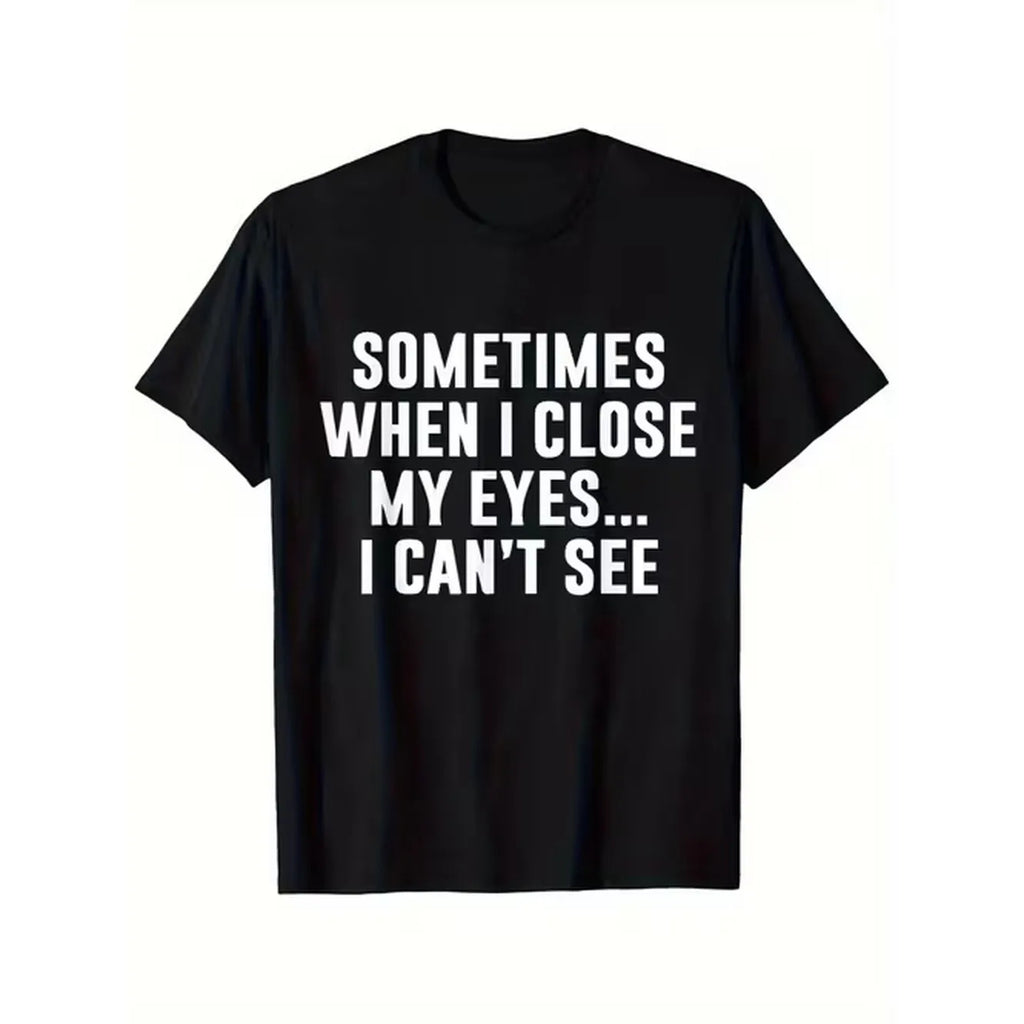 Black Crew Neck T-Shirt with Fun Print, Casual Casual Attire, Unisex