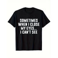 Black Crew Neck T-Shirt with Fun Print, Casual Casual Attire, Unisex