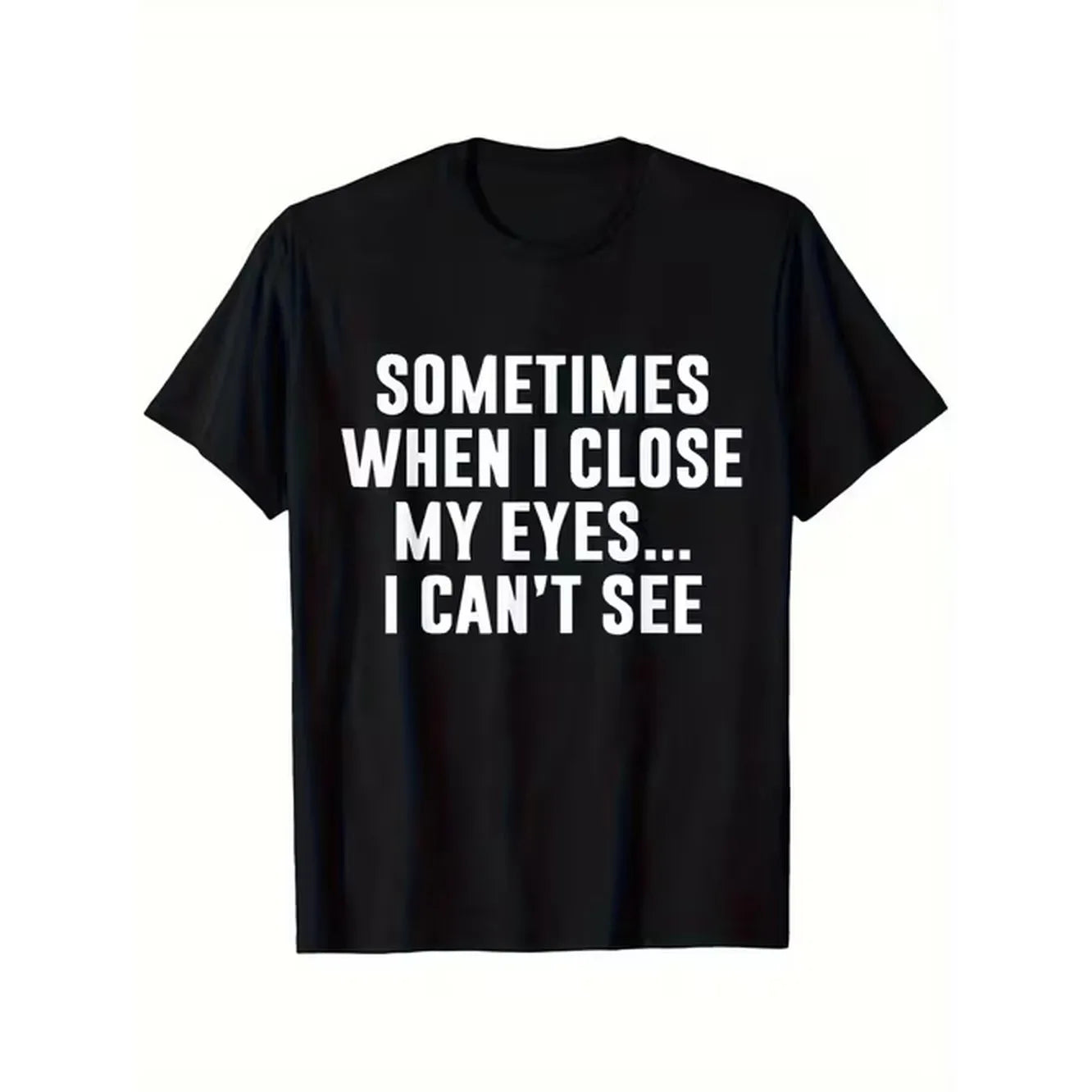 Black Crew Neck T-Shirt with Fun Print, Casual Casual Attire, Unisex