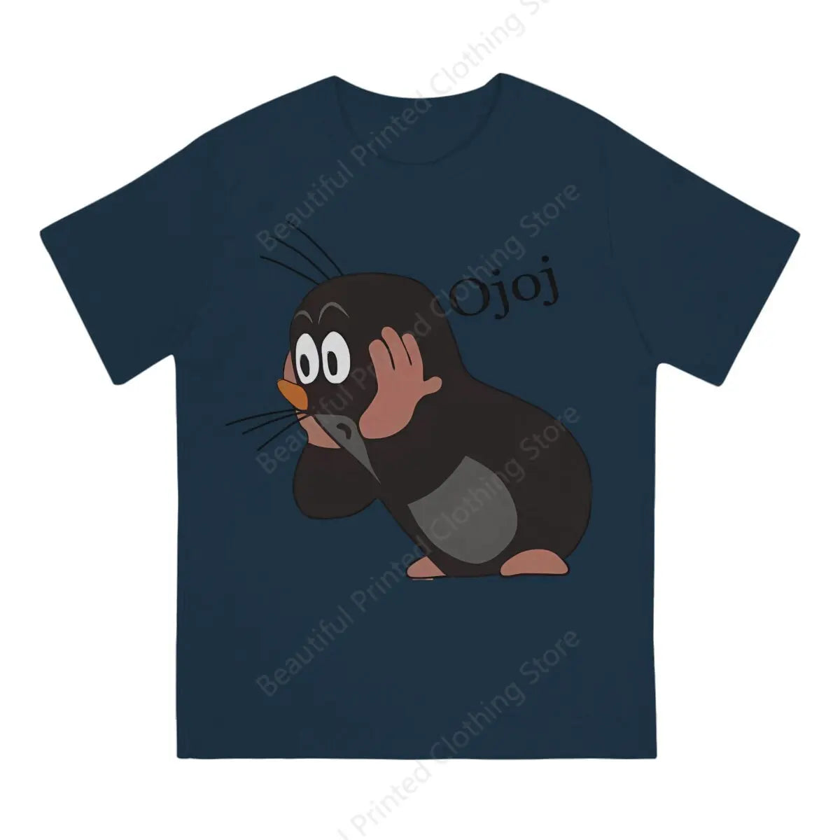 Soft Cotton T-shirt Small Mole Print Cool Men's and Women's T-shirt Loose and Oversized Short Tee Trend Interesting All Match