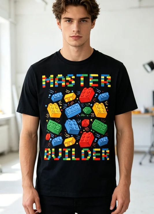[Halloween Christmas] Men's Graphic T-Shirt for Halloween and Christmas, Featuring A Master Builder Design T-Shirt