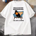 HOT SALE Fun Cat Reading T-shirt Graphic T-shirt Men's Clothing Short Sleeve Round Neck Top Harajuku Fashion Neutral Personality