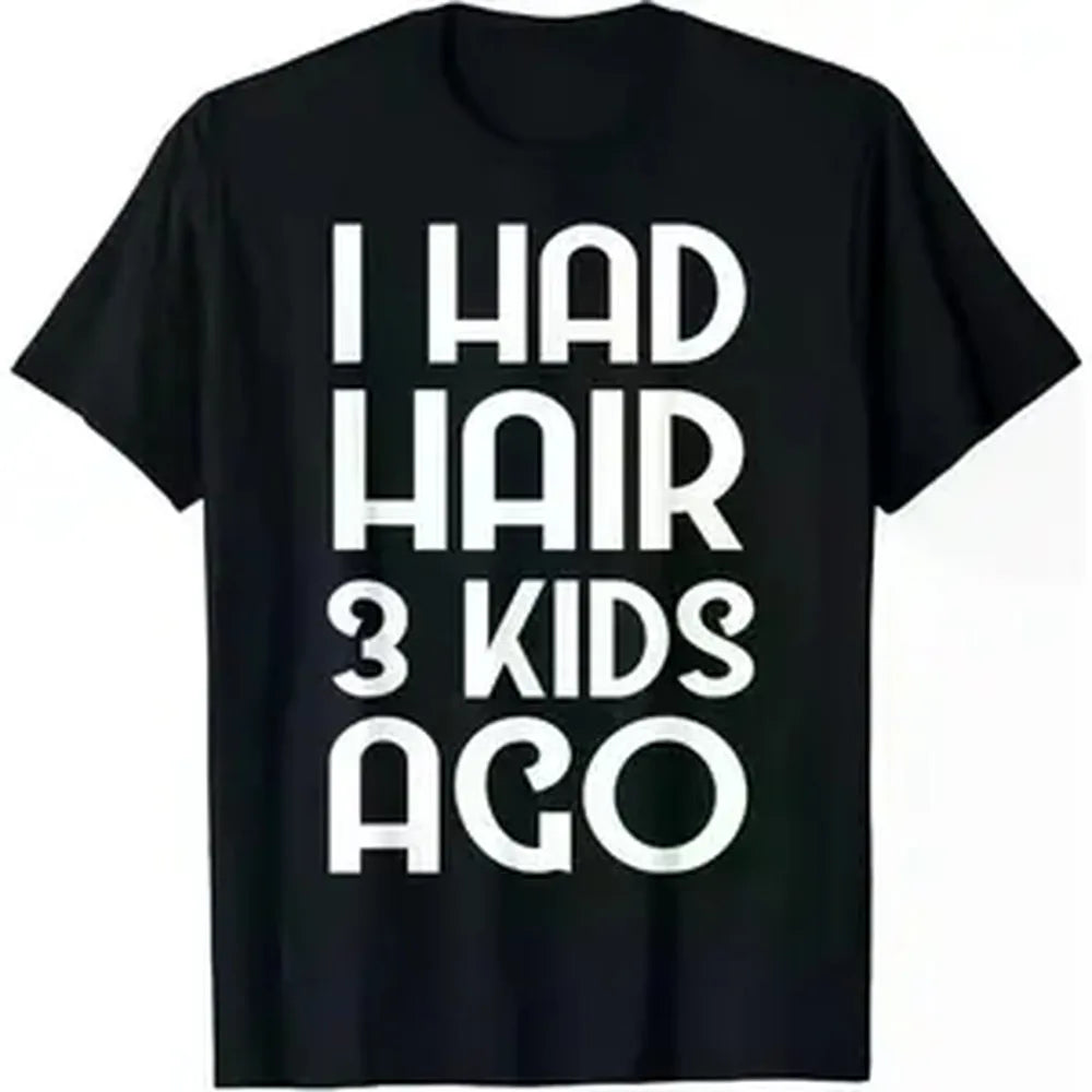 Smooth Soft Seamless Cotton Fabric Humorous Bald Dad T-Shirt - Perfect Father's Day Gift for Fathers of 3 Triplets