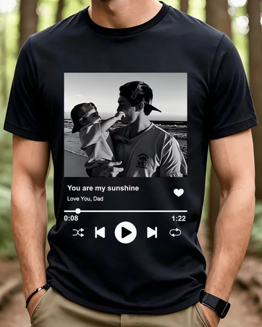Dad T-Shirt Music Player You Are My Sunshine Shirt, Meaningful Father's Day Gift From Son Pure T-Shirt