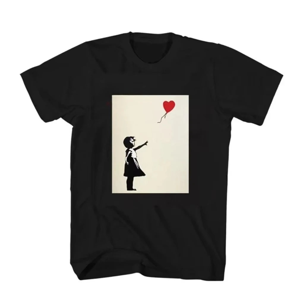 HOT SALE Fashion Banksy Girl Blowing Brains Out Red Butterflies Street Men Women T Shirt Top Cool Casual Pride Tee Streetwear