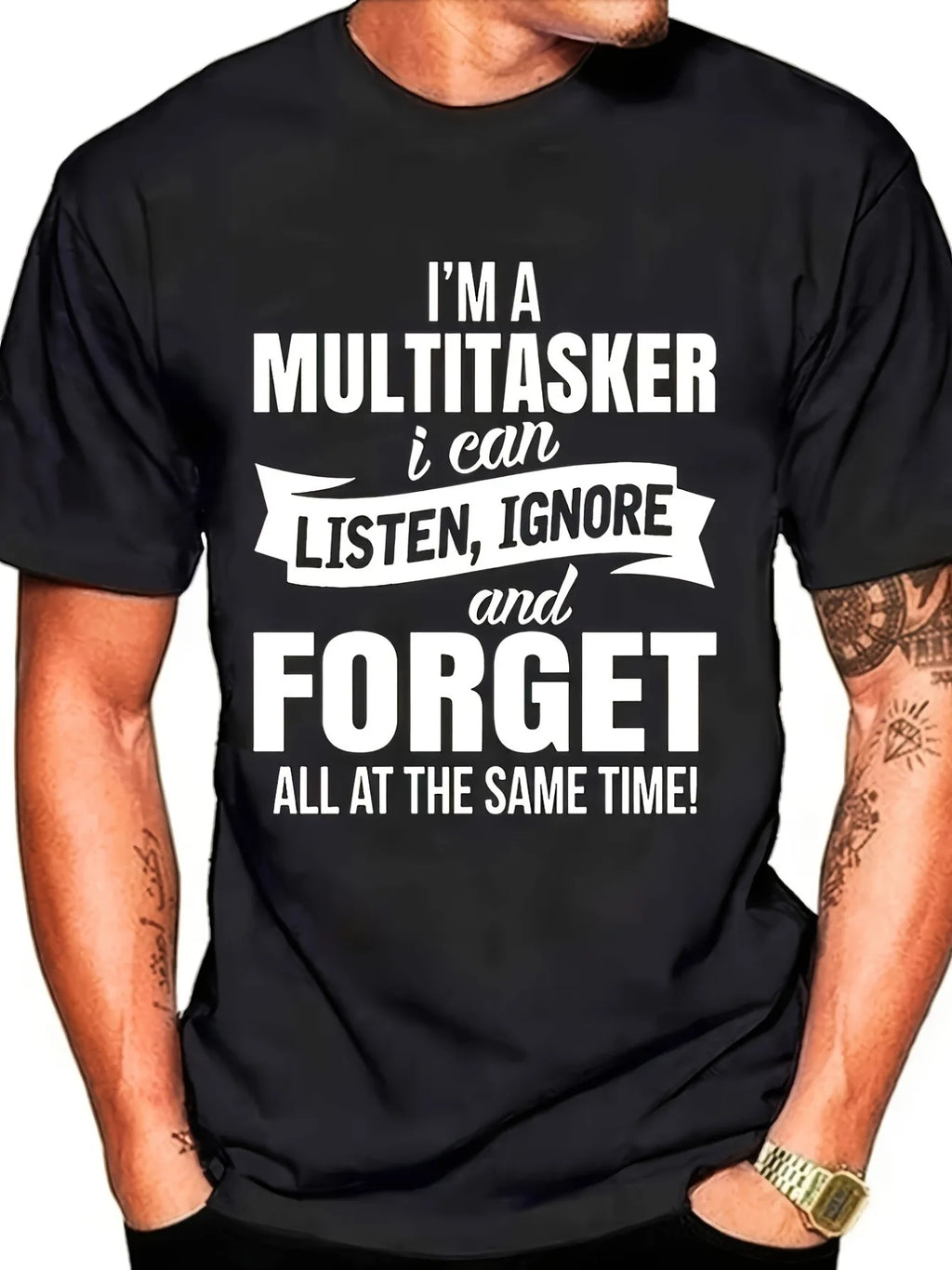 Summer New Popular Mens Crew Neck Short Sleeve Tee Digital Print Cool Niche Multitasker Slogan Pattern High Value Affordable Quality Skin Friendly Quick Dry Sporty Casual Versatile T - Shirt, Casual Attire Machine Washable