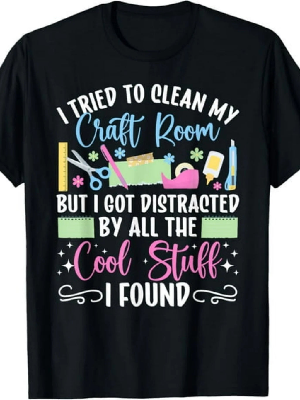 Men'S Plus-Size T-Shirt, Scrapbook. I'M Trying to Clean My Craft Room. Scrapbook T-Shirt, Unisex Style, Summer Short-Sleeve Print T-Shirt for 2026, Plus Size