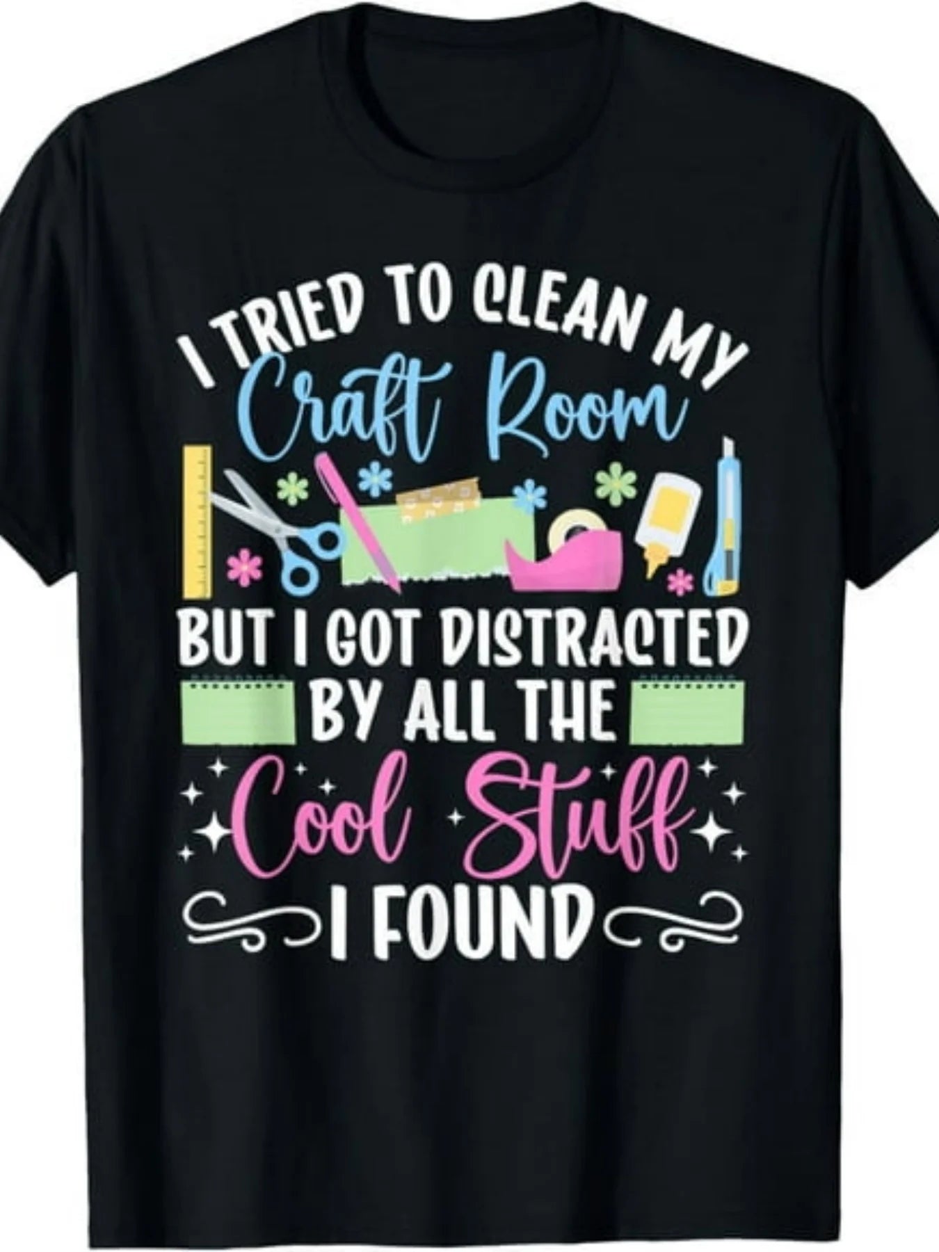 Men'S Plus-Size T-Shirt, Scrapbook. I'M Trying to Clean My Craft Room. Scrapbook T-Shirt, Unisex Style, Summer Short-Sleeve Print T-Shirt for 2026, Plus Size