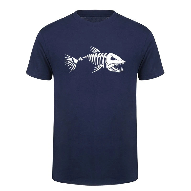 HOT SALE Fish Bone Fishbone Summer Men's Clothing Oversized T-shirt Short Sleeve Fishing Fisherman Cotton Fitness T Shirt