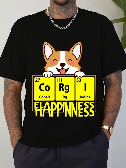Funny Corgi Periodic Table Design Tshirt for Corgi Lovers Sm Soft Round Neck Short Sleeve Tee with Corgi Elements (Corg Roentgenium Cobilin Roentgenium Corgium) Science Hretro Casual Short-Sleeved T-Shirt with a Round Neck And Printed Pattern