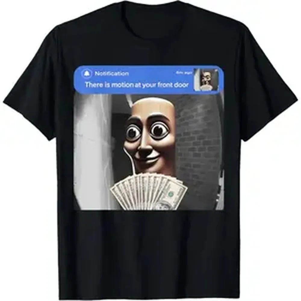 "There is movement at your front door" Tung Tung Tung Sahur meme cotton T-shirt