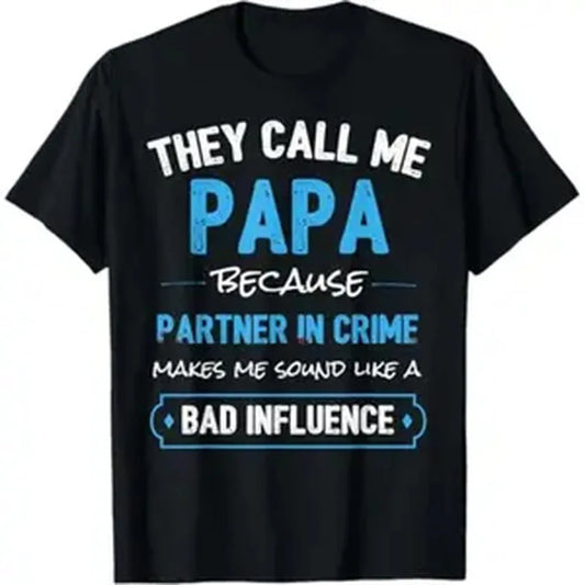 Cotton Funny Grandpa Papa Partner In Crime Dad T-Shirt Menswear Top Golf Gift T-Shirt For Men And Women