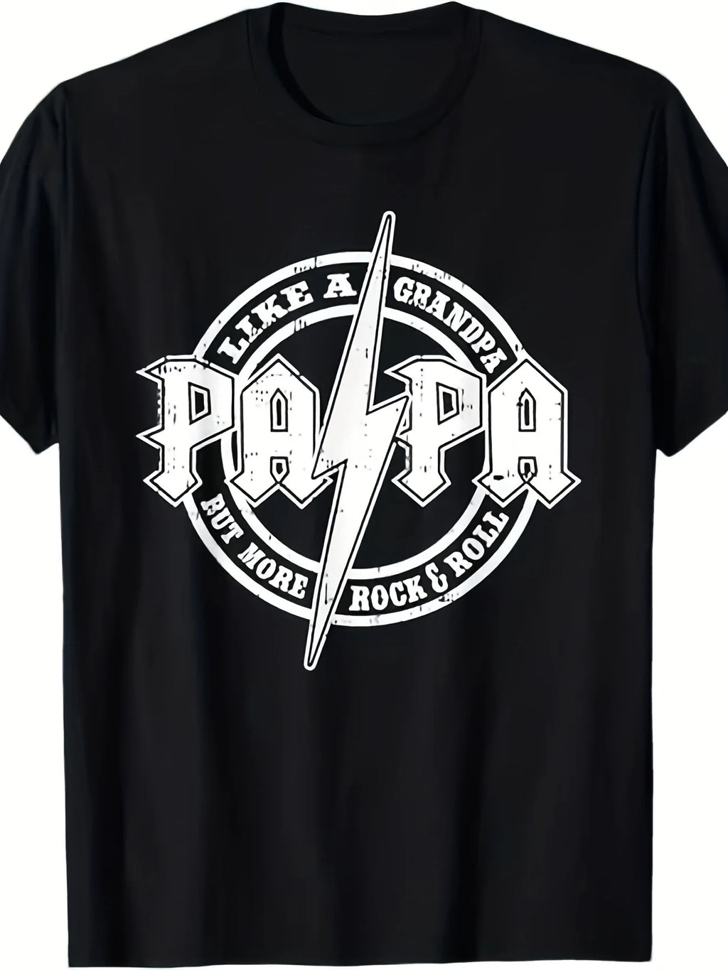 Men's Funny "Papa Like A Grandpa" Retro Rocker Dad T-Shirt - Size S-5XL Short Sleeve Round Neck Tee Suitable for Fathers Day Gift, Casual Comfortable Casual Attire with Grandfather Role Design, Machine Washable Apparel