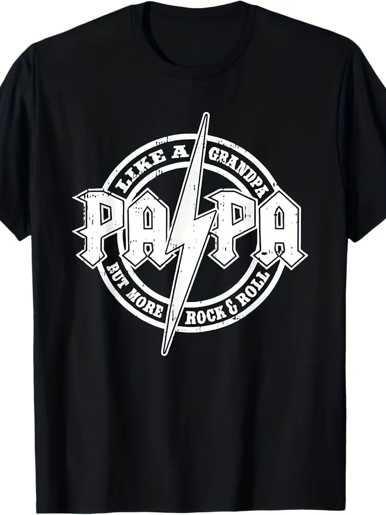 Men's Funny "Papa Like A Grandpa" Retro Rocker Dad T-Shirt - Size S-5XL Short Sleeve Round Neck Tee Suitable for Fathers Day Gift, Casual Comfortable Casual Attire with Grandfather Role Design, Machine Washable Apparel