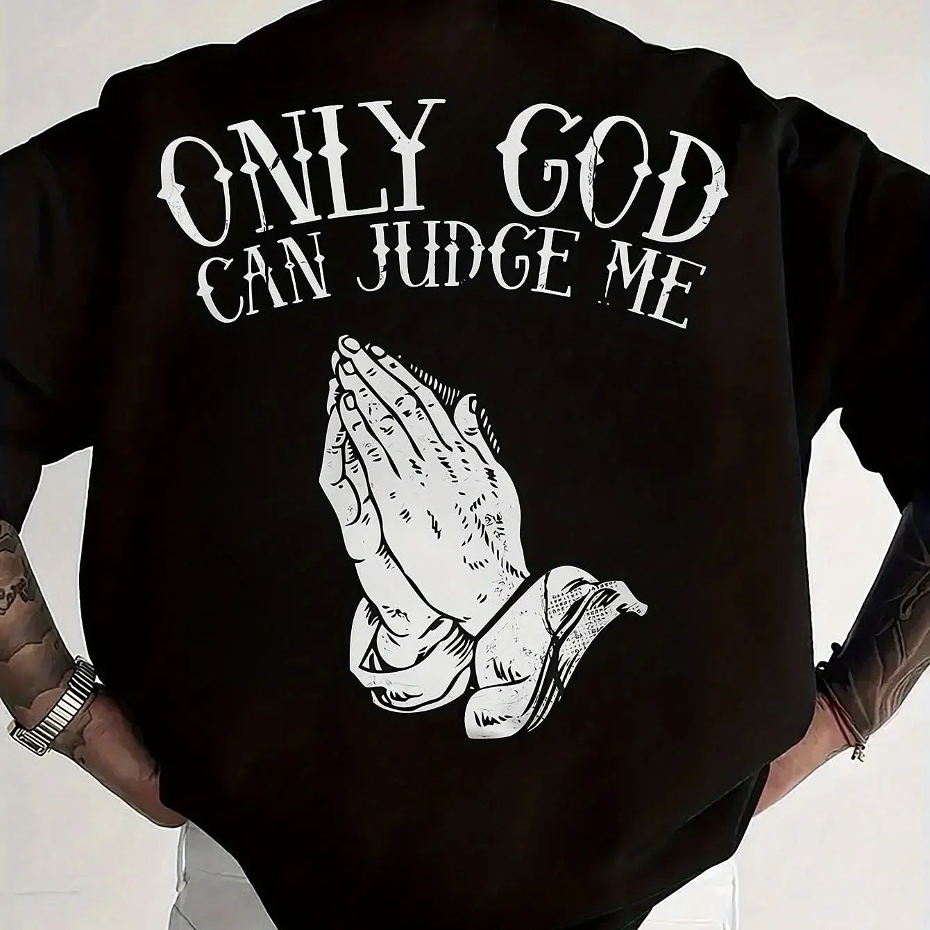 HOT SALE Men's Summer Soft Cotton Fashion Casual Sports Loose Only God Can Judge My Printed Round Neck Short Sleeve T-shirt Top