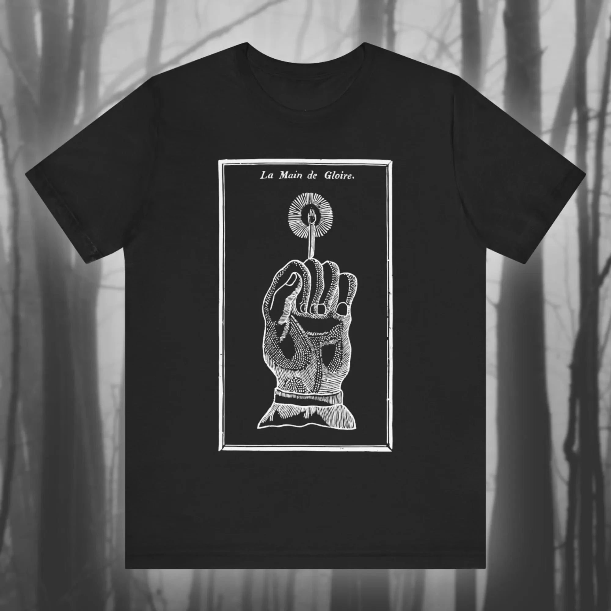 Hand of Glory II Vintage Mystery Shirt Voodoo T-shirt Magic Creepy Art Witch Black Magic Gothic T-shirt Unisex Short-sleeved