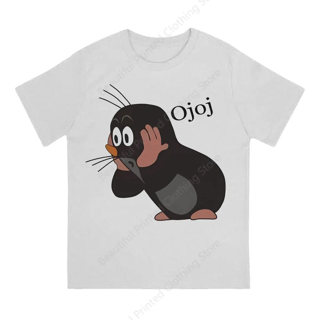 Soft Cotton T-shirt Small Mole Print Cool Men's and Women's T-shirt Loose and Oversized Short Tee Trend Interesting All Match
