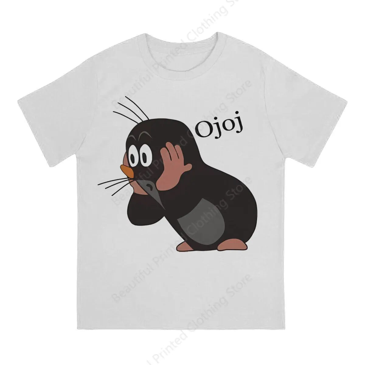Soft Cotton T-shirt Small Mole Print Cool Men's and Women's T-shirt Loose and Oversized Short Tee Trend Interesting All Match