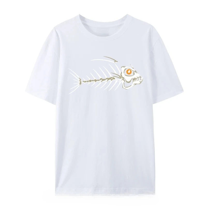 HOT SALE Fish Skeleton Skeleton Custom Plain Funny T-shirt Cotton T-shirt Party T-shirt Large Neutral T-shirt Men's Clothing