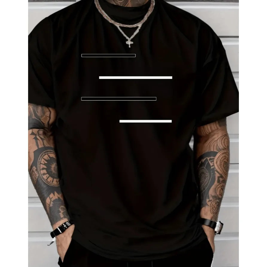 Men'S Plus Size Urban Style T-Shirt with Minimalist Line Design Casual Summer Wear A Perfect Gift for Fashion-Forward Young Men