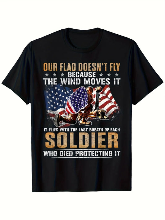 Our Flag Didn'T Fly Because The Wind Took It Away T-Shirt, Men Clothing, Men T-Shirts, Unisex, Summer 2026 Short Sleeve Printed T-Shirt, Plus Size