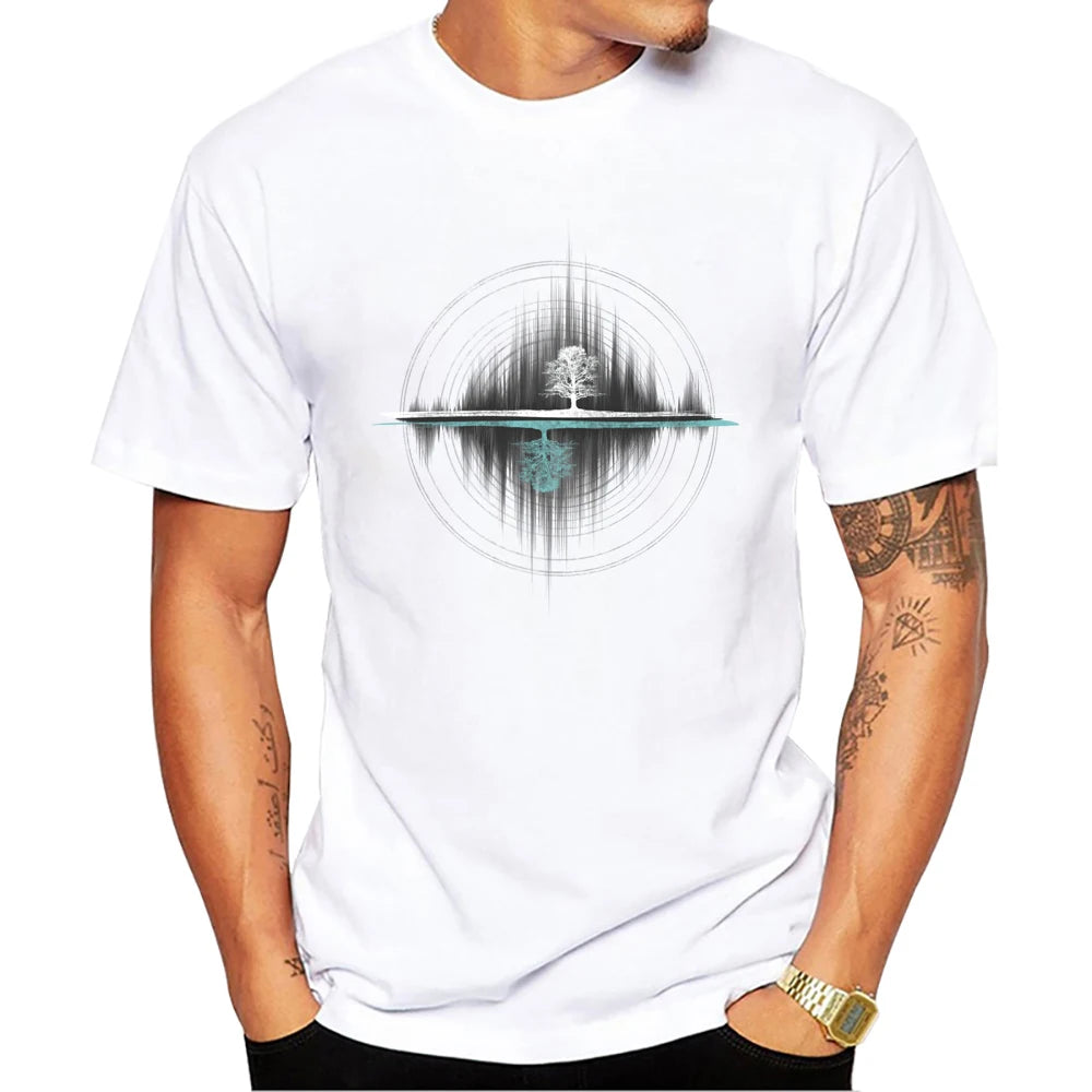 HOT SALE Lastest Basic Soundwave Men T-Shirt Yin Yang Tree of Life Printed T Shirts Short Sleeve T-shirts Harajuku Tee