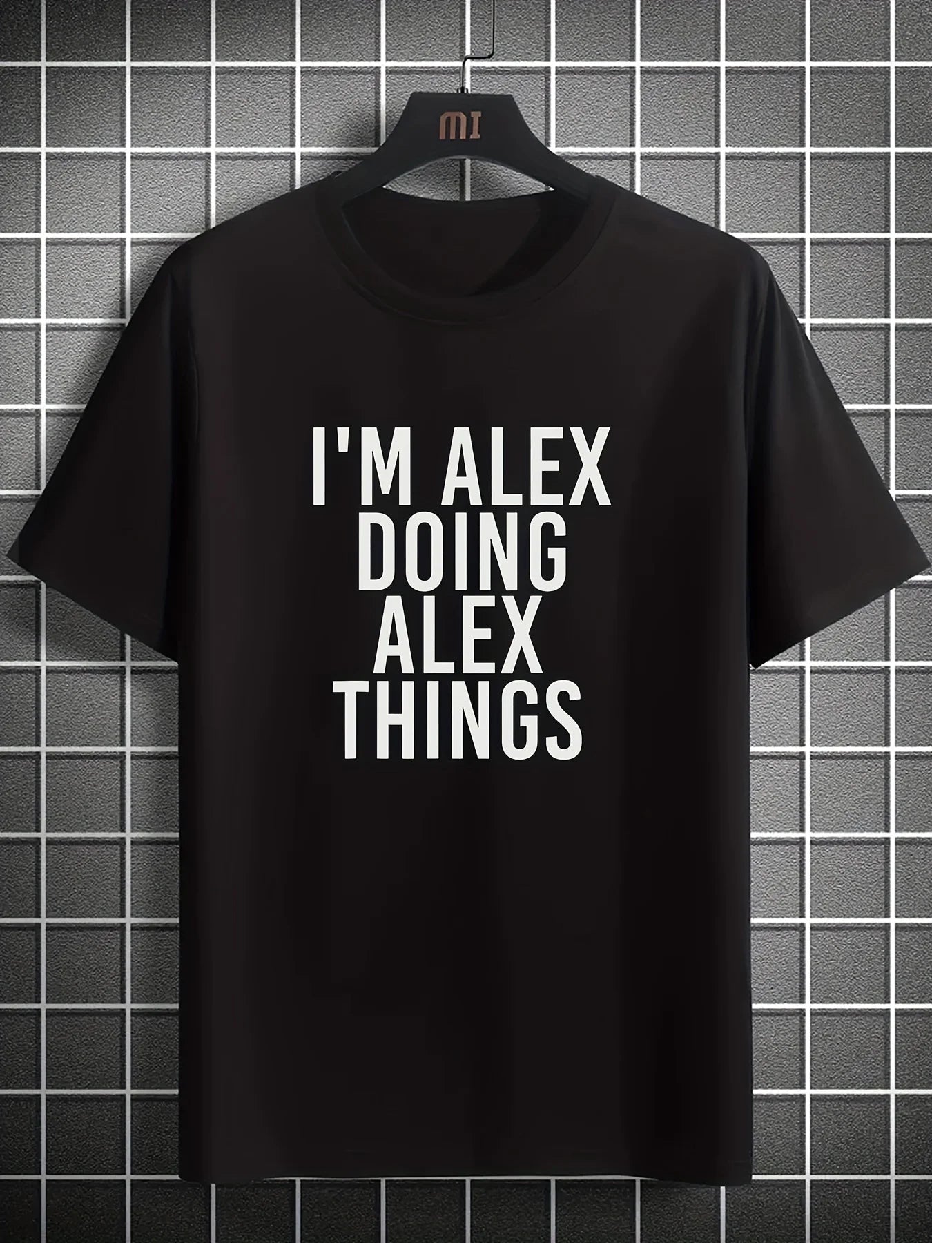 Funny Men's Black Graphic T-Shirt Alex Name Quote I'M Alex Doing Alex Things Bold Typography Statement Print 100% Cotton Heavyweight Short Sleeve Casual Streetwear Tee