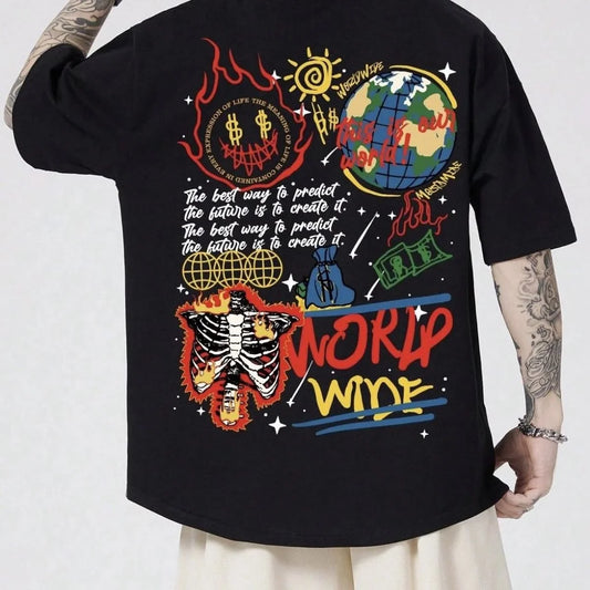 Romwe Men's T-shirt Vintage Men Women T Shirt Tshirt Sayings Art Aesthetic Graphic T Shirts