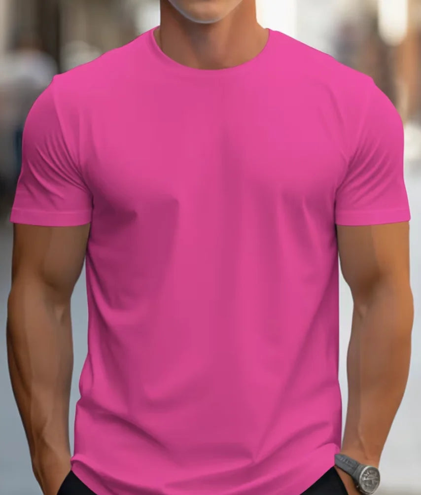 Men'S & Women'S Comfortable Solid Color Short Sleeve T-Shirt - Regular Fit Crew Neck, Breathable Summer Casual Top Casual Attire