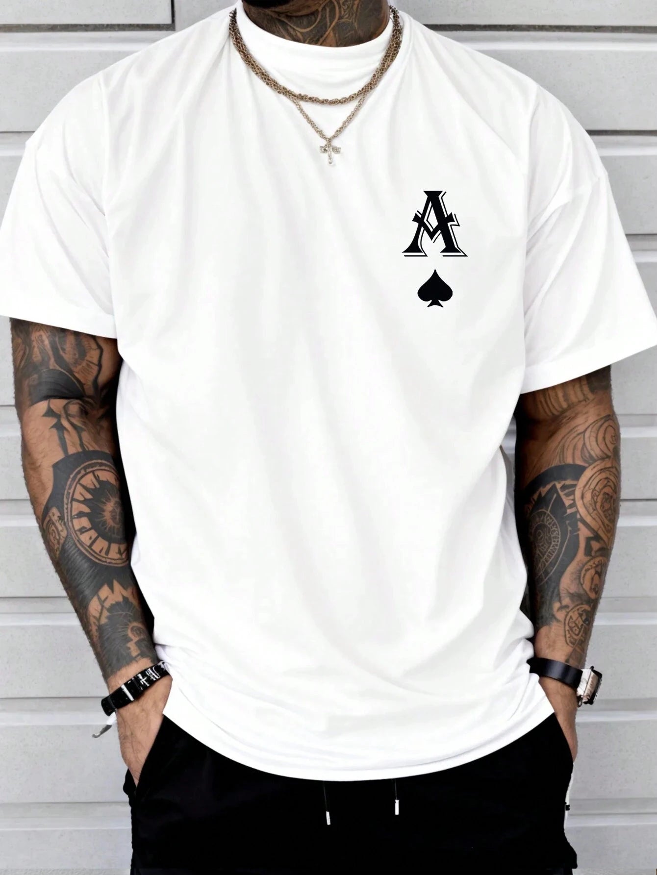 HOT SALE Poker 'A' Men's Short Sleeve T-shirt Casual Multi-colored Top Cotton Loose Oversized T-shirt Personalized Trend T-shirt