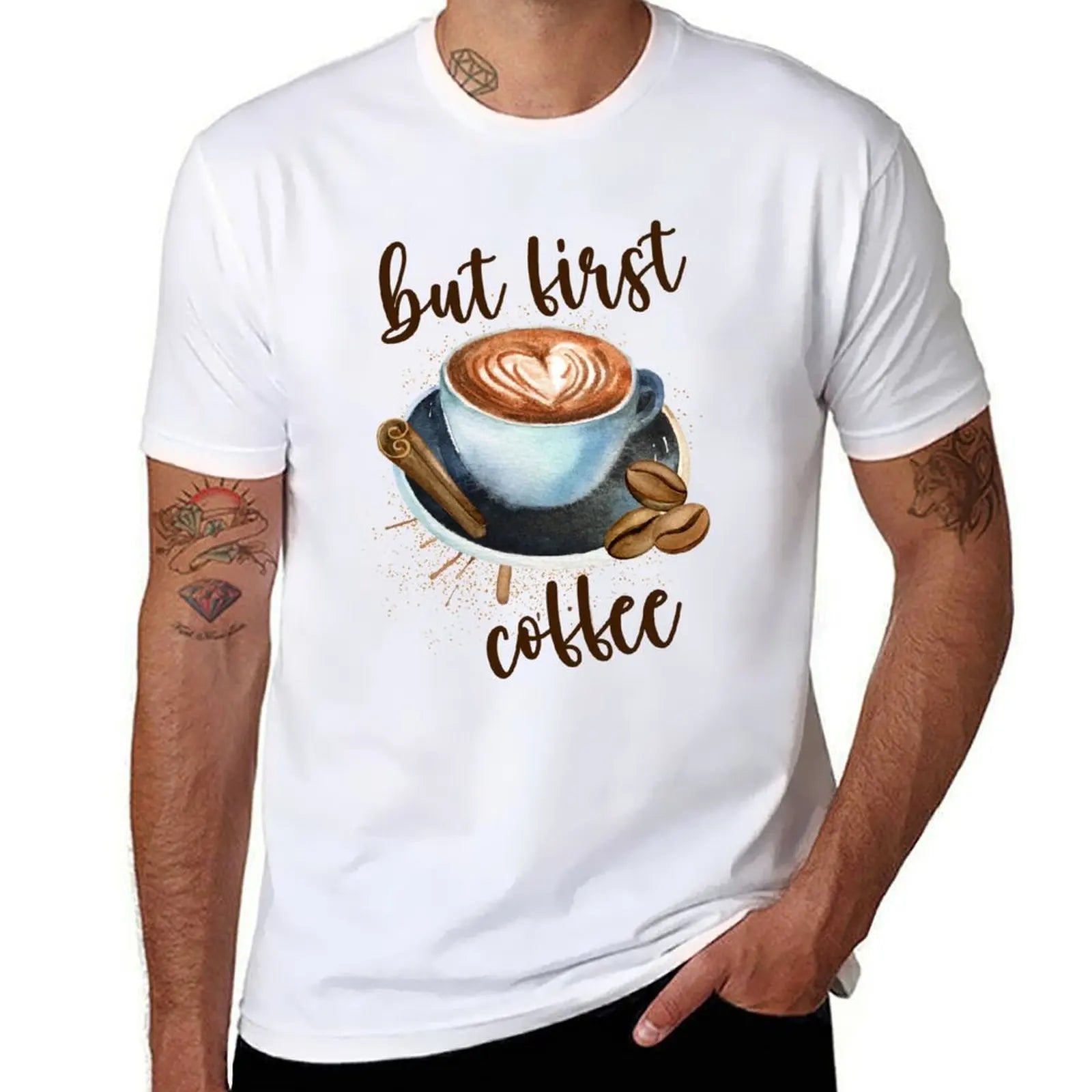 HOT SALE But First Coffee T-Shirt T Shirts for Man Pack  T-Shirt  Man Graphic T Shirt High Quality T-Shirt  Fashion Top Tees