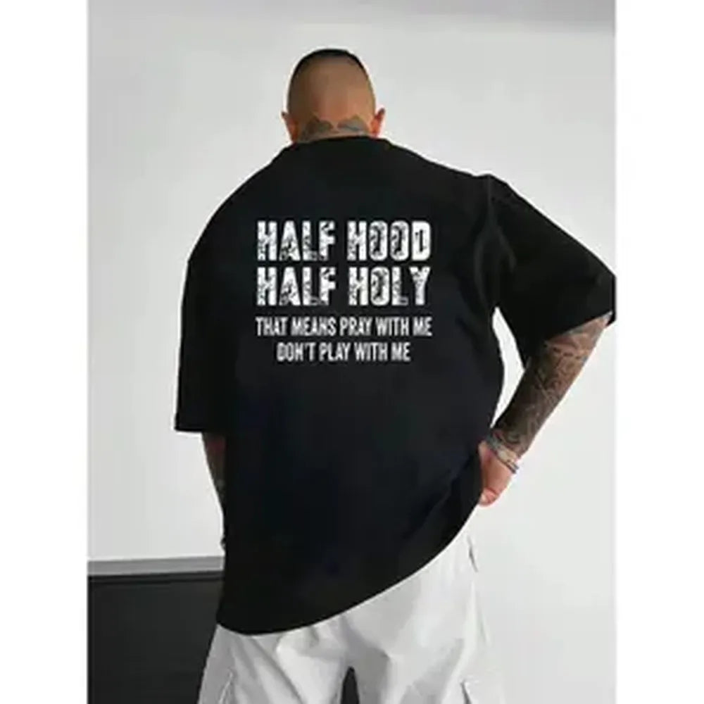 Half Hood Half Holy Pray With Me Don't Play With Me Casual Street Style Hooded Top - Unisex Sports & Outdoor Apparel, Ideal Gift Option, Tops