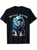 Men's Heavy TShirt Crew Neck Short Sleeve Shirt Detroit Strong Pattern Sports Style Casual Daily and Sports Ideal Gift for Christmas and Thanksgiving (Black) Breathable FabricRetro Casual Short-sleeved T-shirt with a Round Neck and Printed Pattern