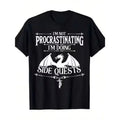 item picture mens funny gaming t shirt im not procrastinating im doing side with dragon silhouette d d inspired slogan casual round neck tee for tabletop rpg fans fantasy lovers role playing enthusiasts