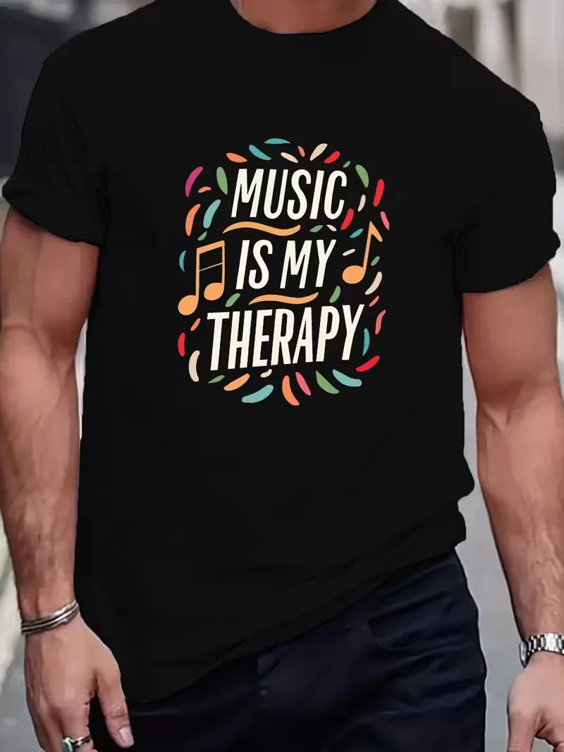 MUSIC IS MY THERAPY Fitted Men's T-Shirt Sweat-wicking and Freedom of Movement T-Shirt