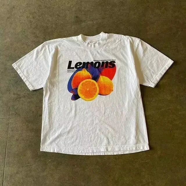 2025 Summer Fashion Tee Men Women Cotton T-shirt Y2K Loose Street Letter Print Short Sleeve Casual T-shirt  Retro Harajuku Top