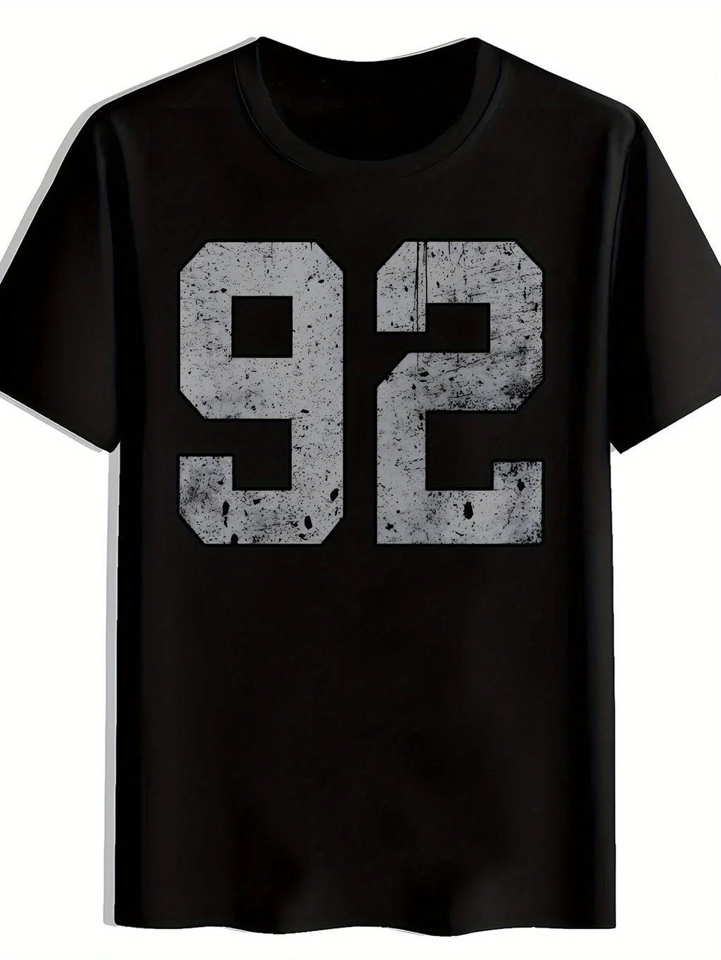 Number 9 Number 2 Printed Men's Casual Round Neck T-Shirt, Black Versatile Printed Pattern Men's Top, Men's Gift