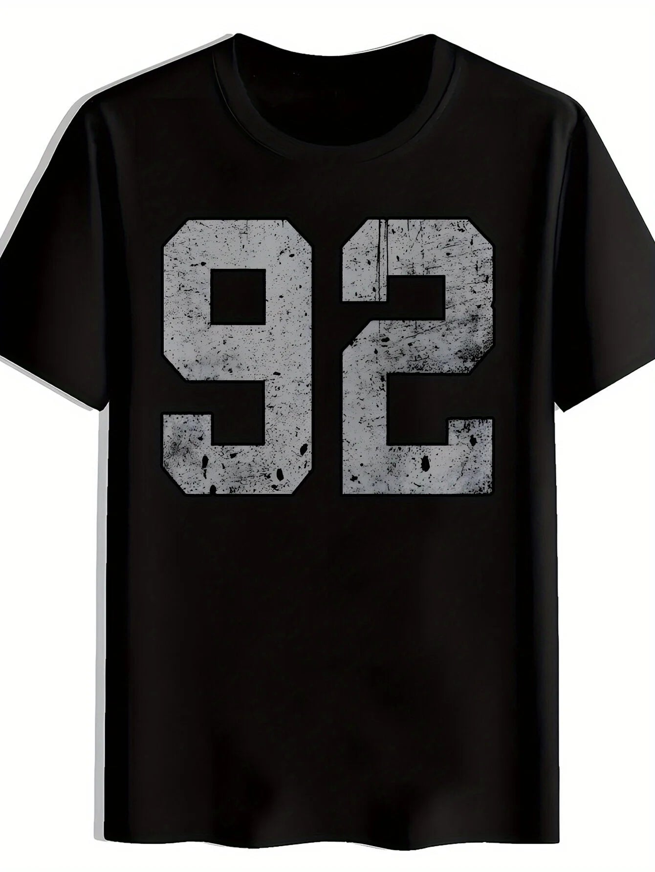 Number 9 Number 2 Printed Men's Casual Round Neck T-Shirt, Black Versatile Printed Pattern Men's Top, Men's Gift