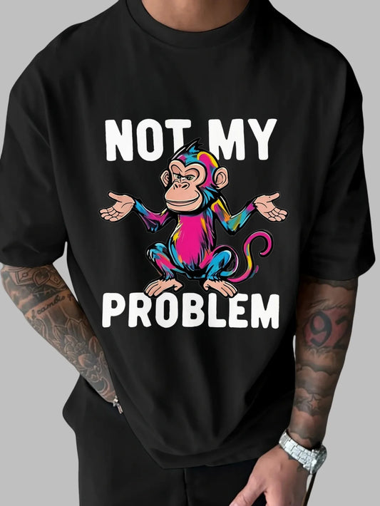 Colorful Monkey 'It'S Not My Thing' Graphic T-Shirt- Fun Casual Men'S Tee for Everyday Wear| Fashion Streetwear, Plus Size
