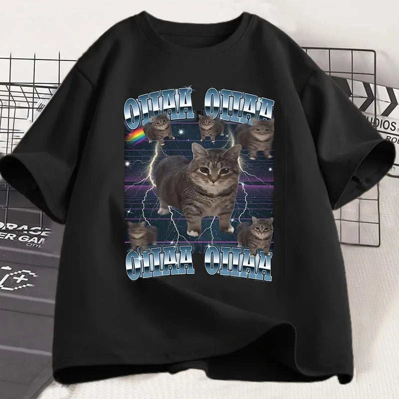 Funny Viral Oia Cat Meme Graphic T Shirts for Men Women Silly Cats T-shirt Oiiaa Oiiaa Cat Unhinged T Shirt Harajuku Clothes