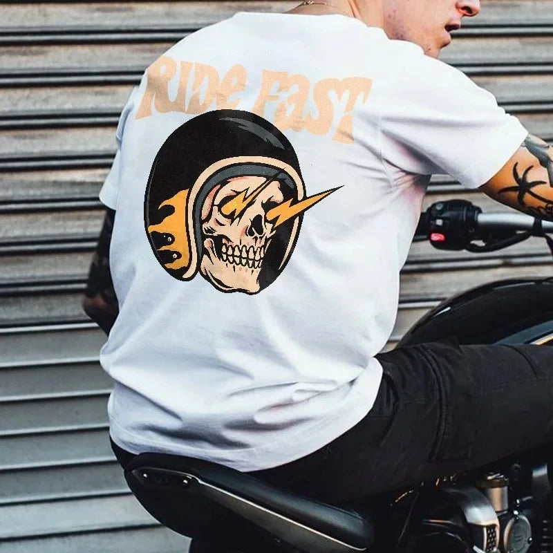 HOT Summer Cool Harajuku Gothic Skulls T-shirts Men Short-sleev Tops Hip-hop Punk Tee Male S-4XL Tees Summer Ropa Hombre Tee