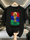 [FIFA World Cup] Single Item: 2026 Usa-Canada World Cup Commemorative T-Shirt, Unisex Short-Sleeve Football Shirt, Made of 100% Fabric, Featuring a Unique Geometric Pattern. This Men'S Crew Neck T-Shirt Is Perfect for Casual Outings And Out