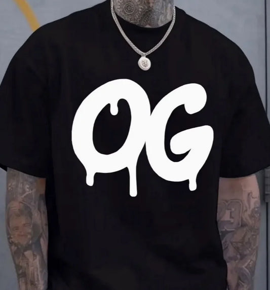 Plus Size Men's BlackWhite Vintage OG Logo T-Shirt Short Sleeve Crew Neck Casual Shirt Retro Print Travel Daily Wear Ideal Gift