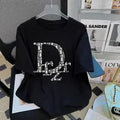 Pure Cotton Simple Letter Sports Short Sleeve T-shirt Men's and Women's Summer American Oversize Loose Couple's Top Clothing