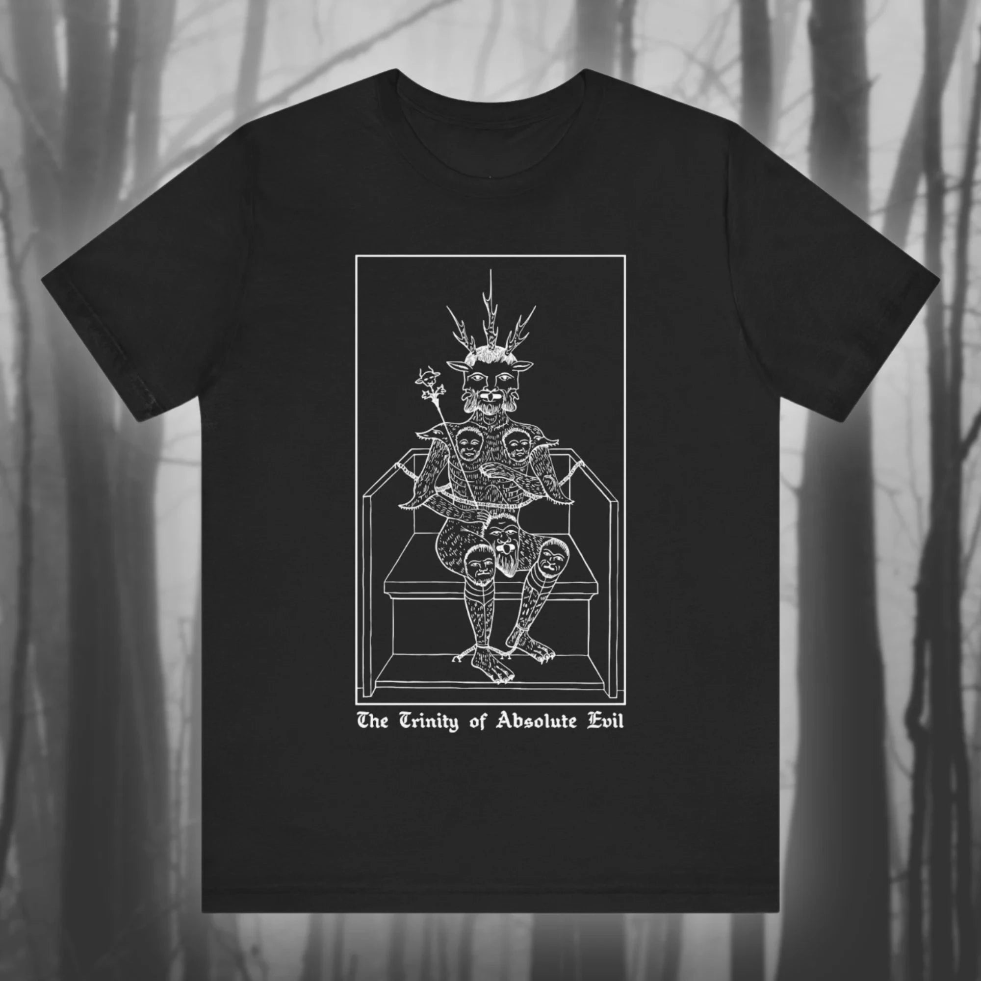 HOT SALE Trinity Absolute Evil Lucifer Shirt Retro Art Satan T-shirt Demon T-shirt Gothic Unisex Jersey Short Sleeve T-shirt