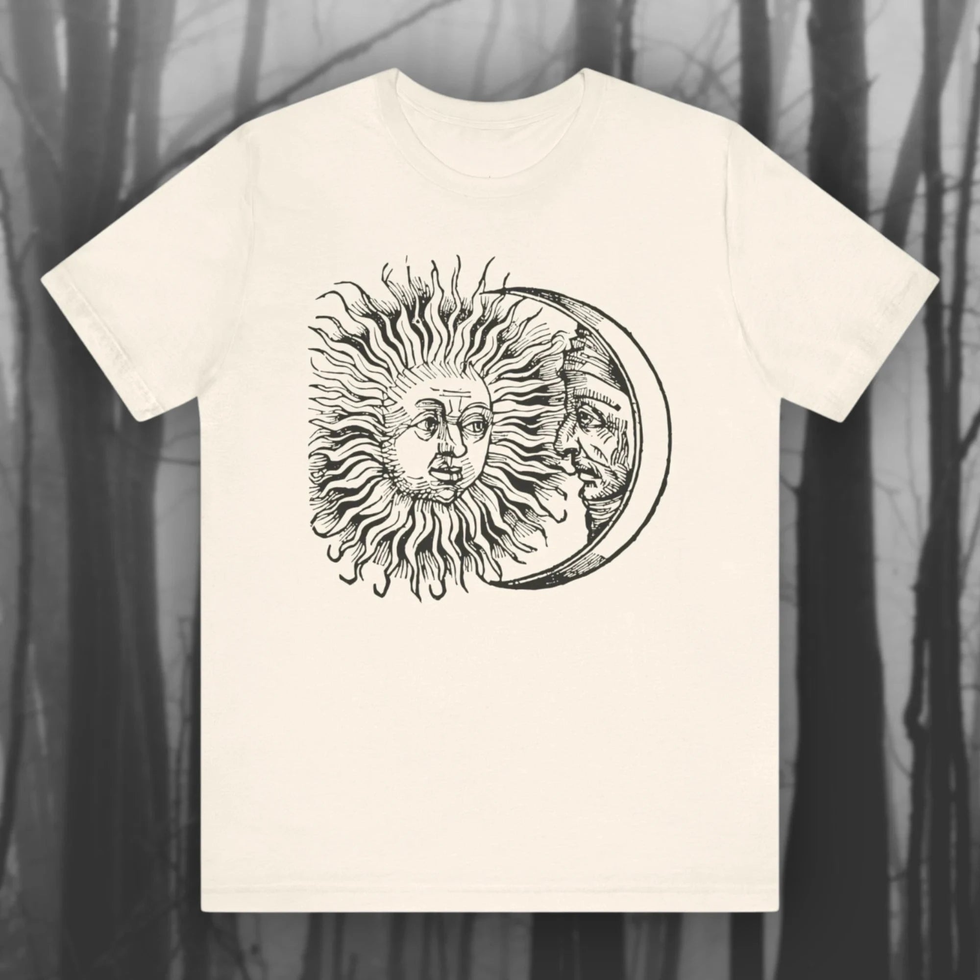 Eclipse Retro Art T-shirt Sun and Moon Mystery Art Shirt Astrological Tees Moon Astrological Unisex Jersey Short Sleeve T-shirt